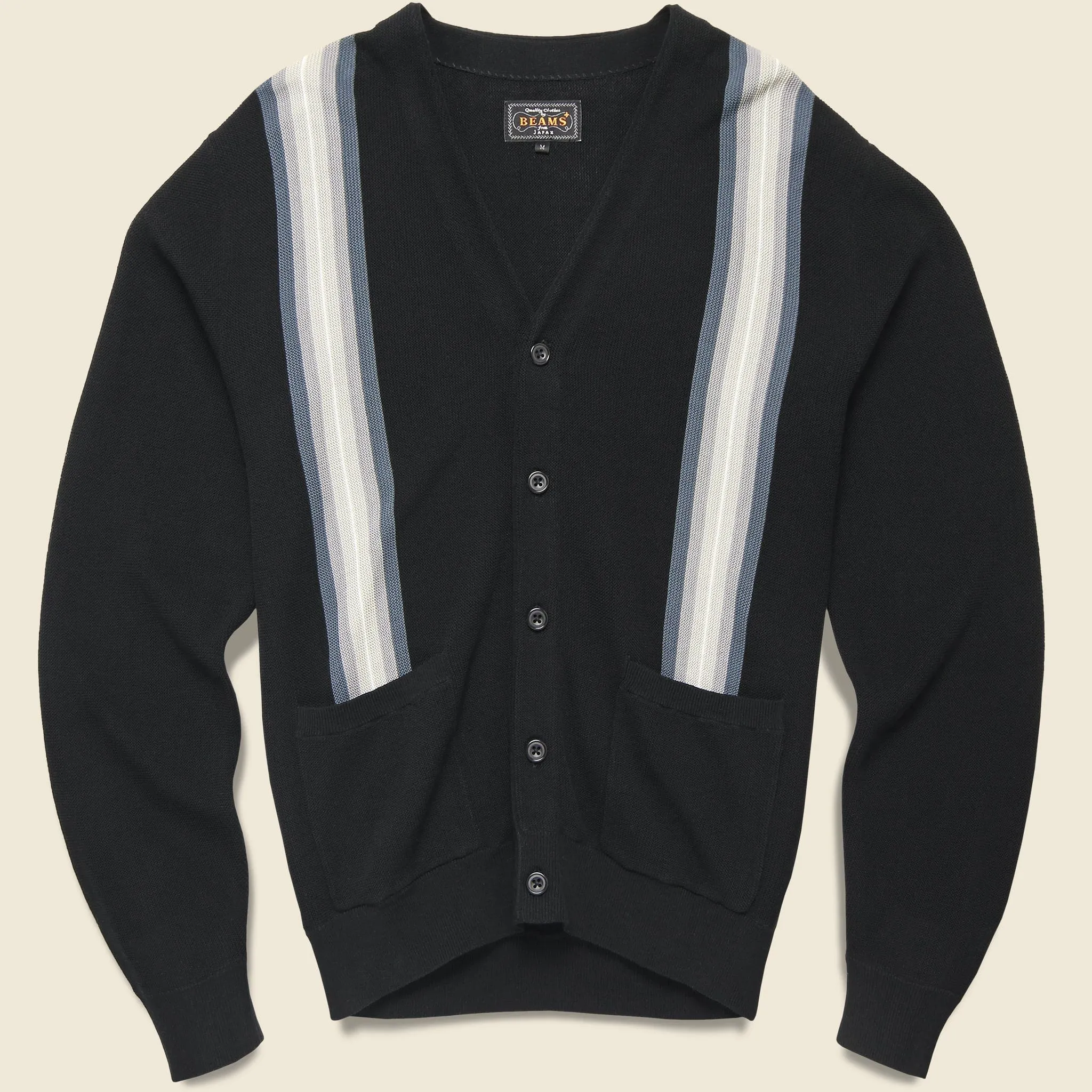 Striped Jacquard Cardigan - Black/Grey/Multi