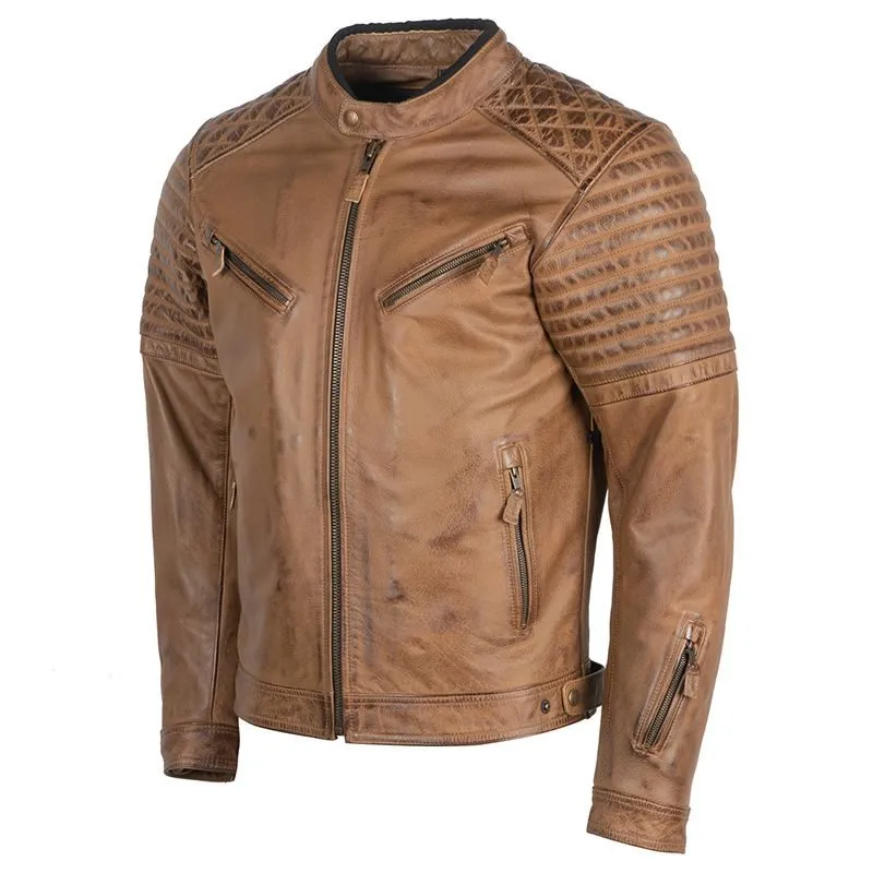 Stylish Brown Cognac Leather Jacket For Men