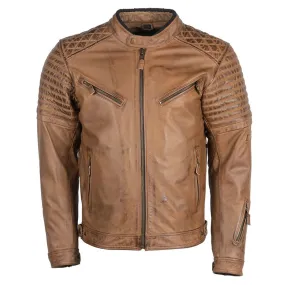 Stylish Brown Cognac Leather Jacket For Men