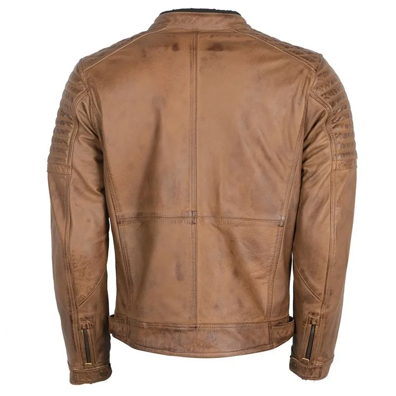 Stylish Brown Cognac Leather Jacket For Men