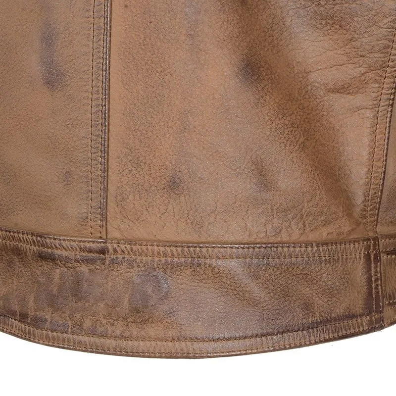 Stylish Brown Cognac Leather Jacket For Men