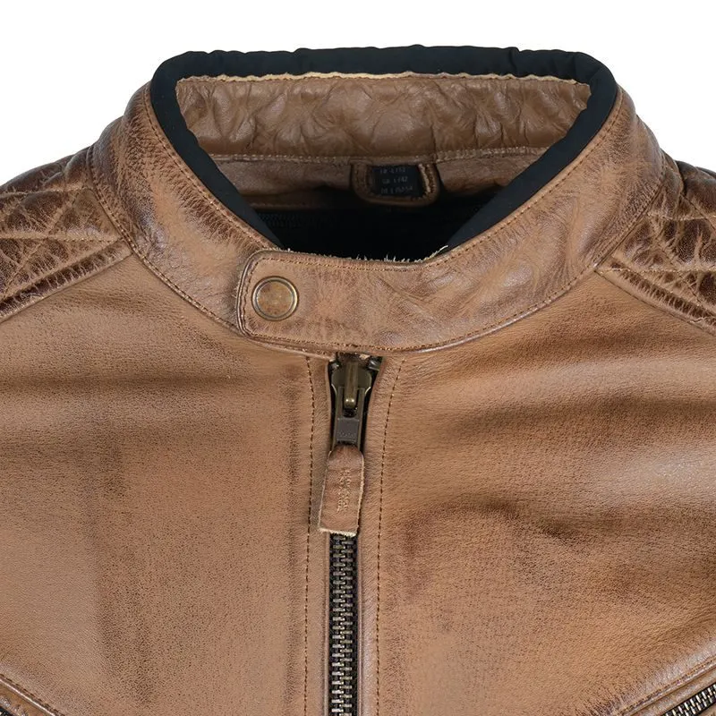 Stylish Brown Cognac Leather Jacket For Men