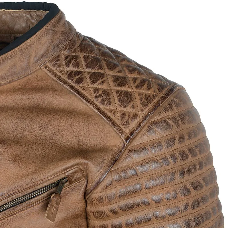 Stylish Brown Cognac Leather Jacket For Men