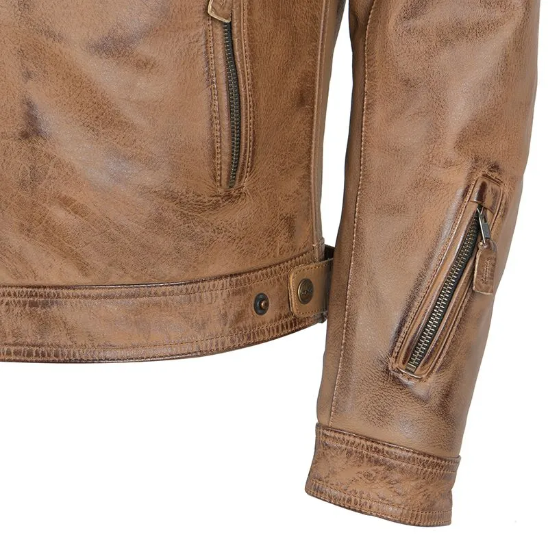 Stylish Brown Cognac Leather Jacket For Men