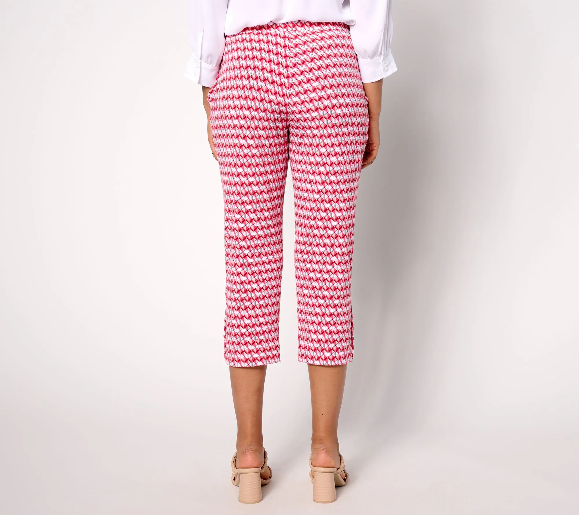 Susan Graver Petite Printed Liquid Knit Ava Slim Leg Crop Pants