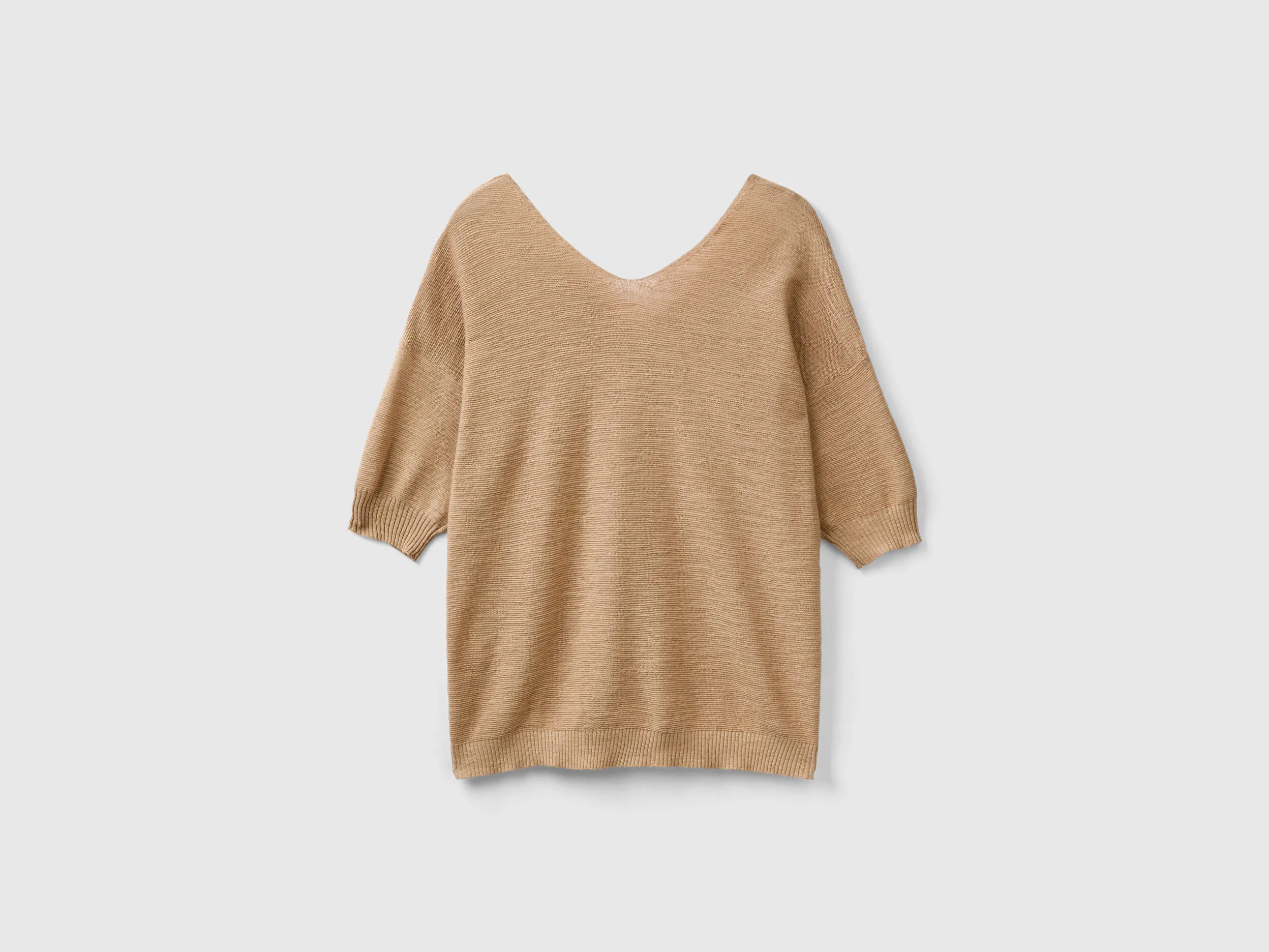 Sweater in linen and cotton blend - Beige | Benetton