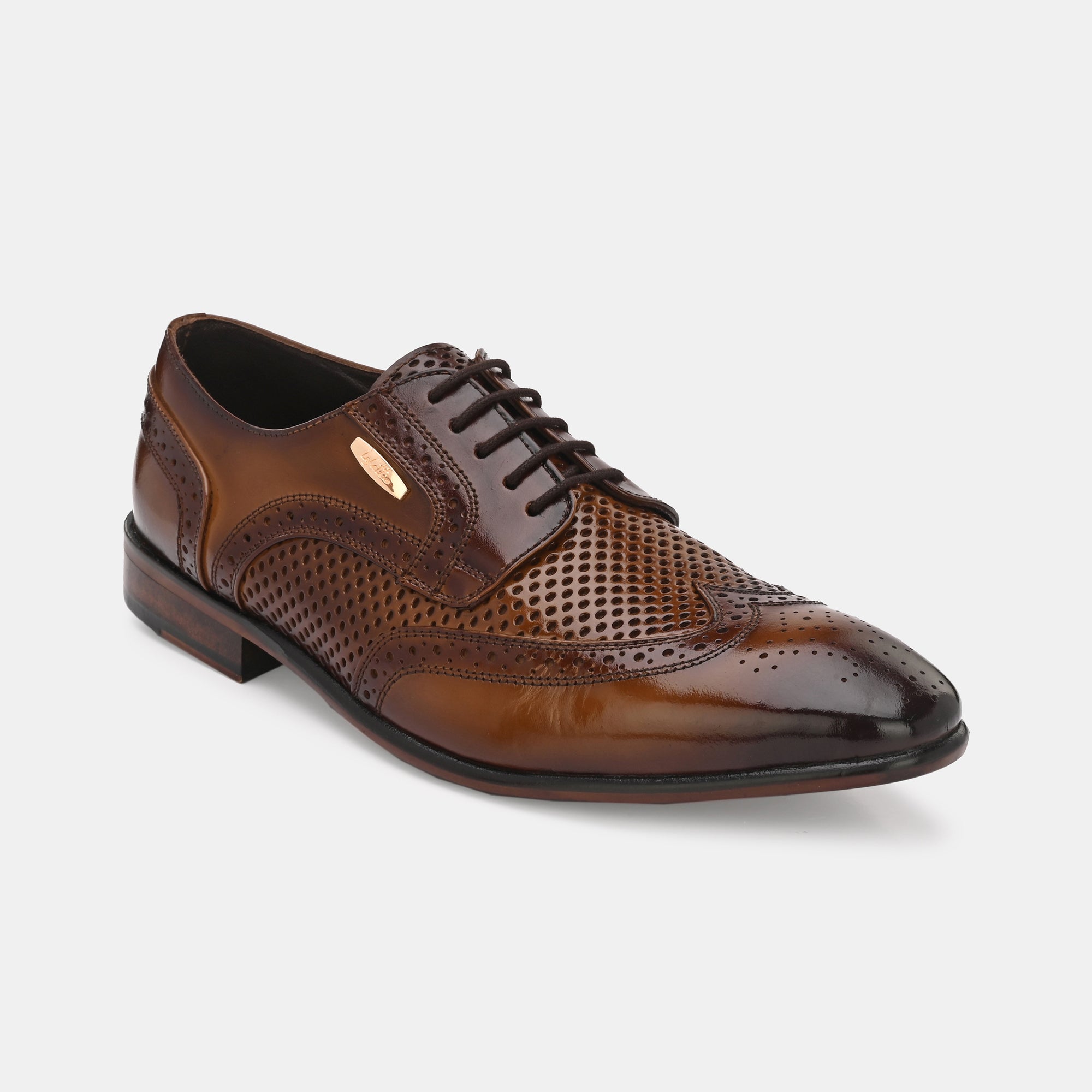 Tan Lace-Up Brogues by Lafattio