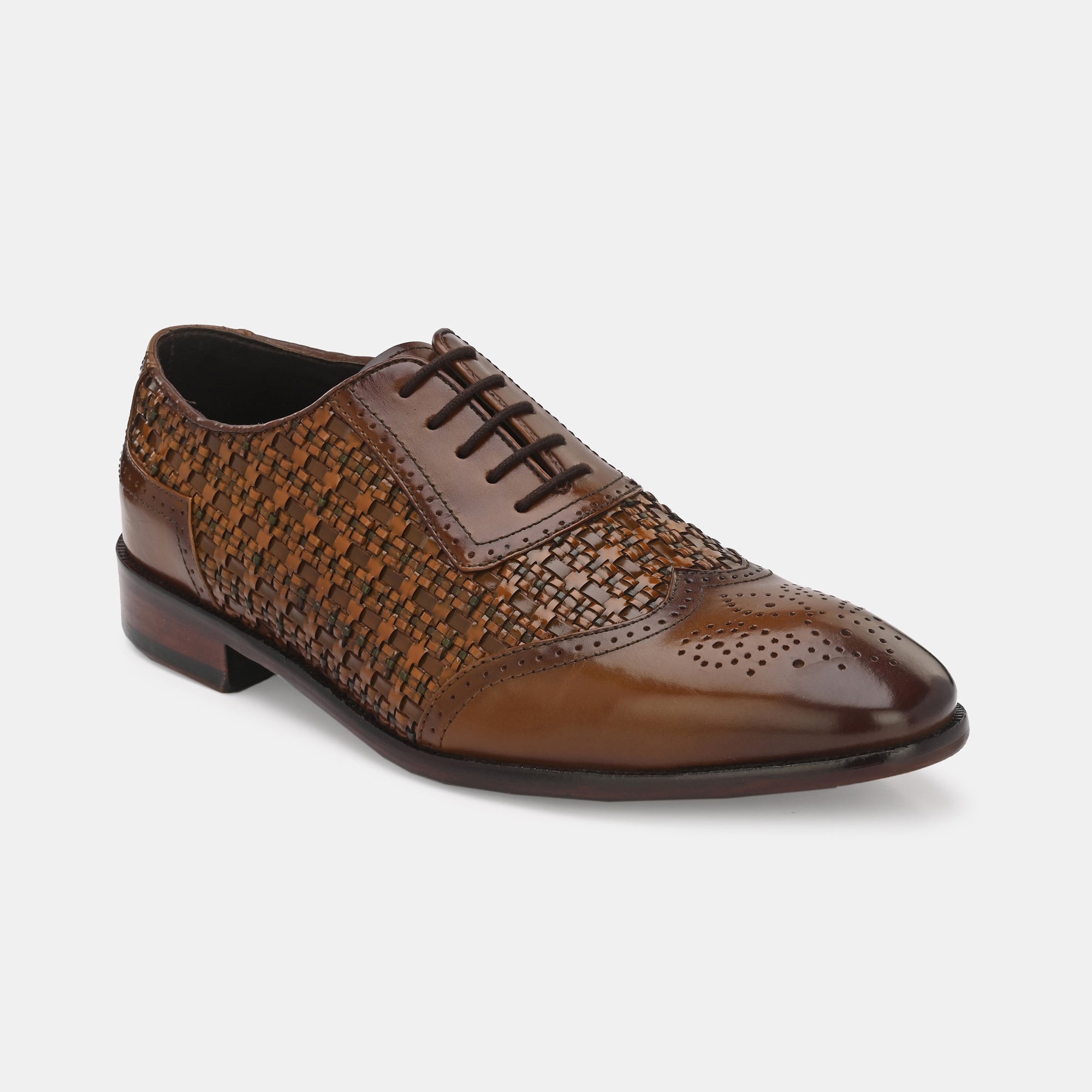 Tan Lace-Up Brogues by Lafattio