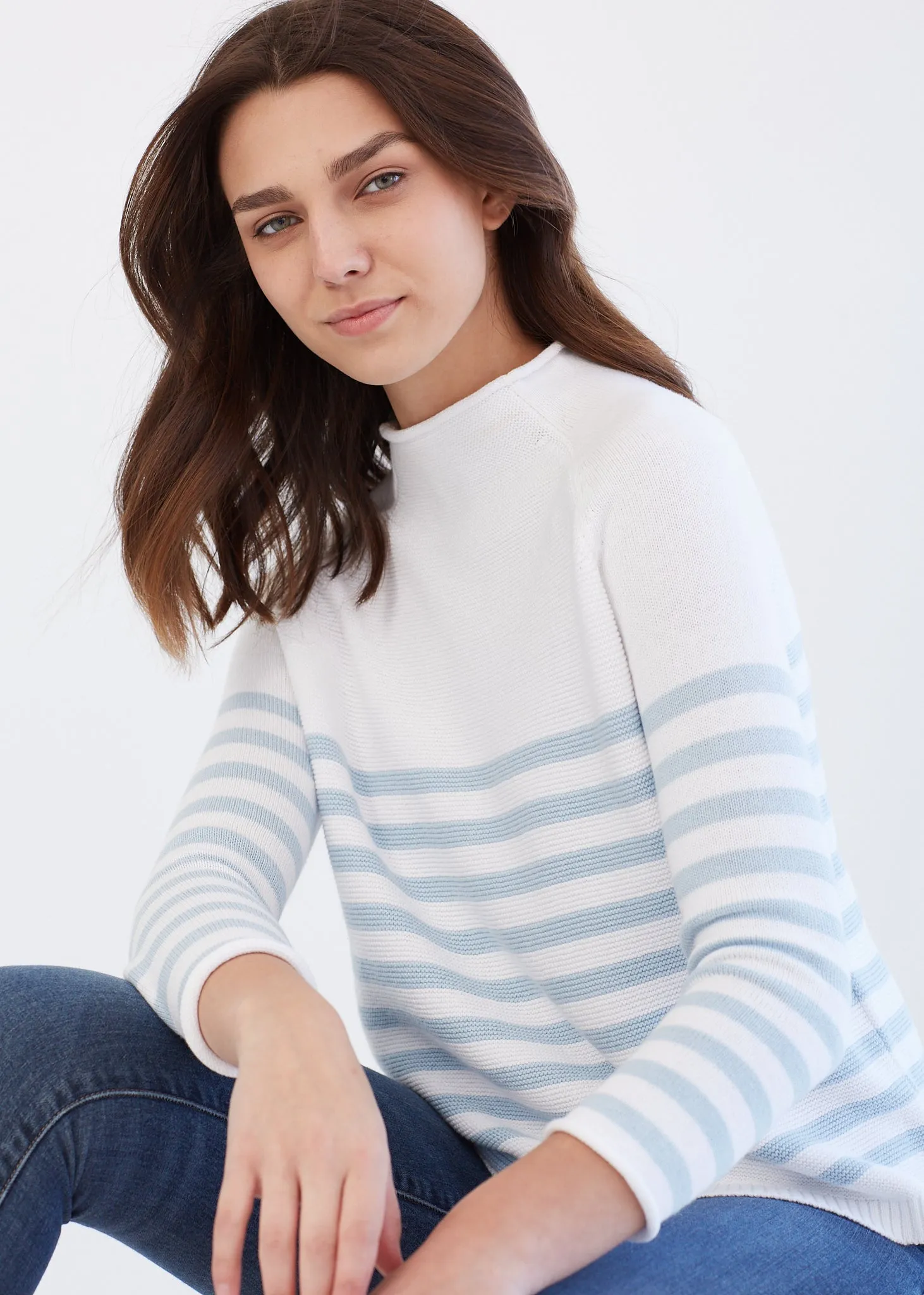 The Cotton Mock Neck - Striped