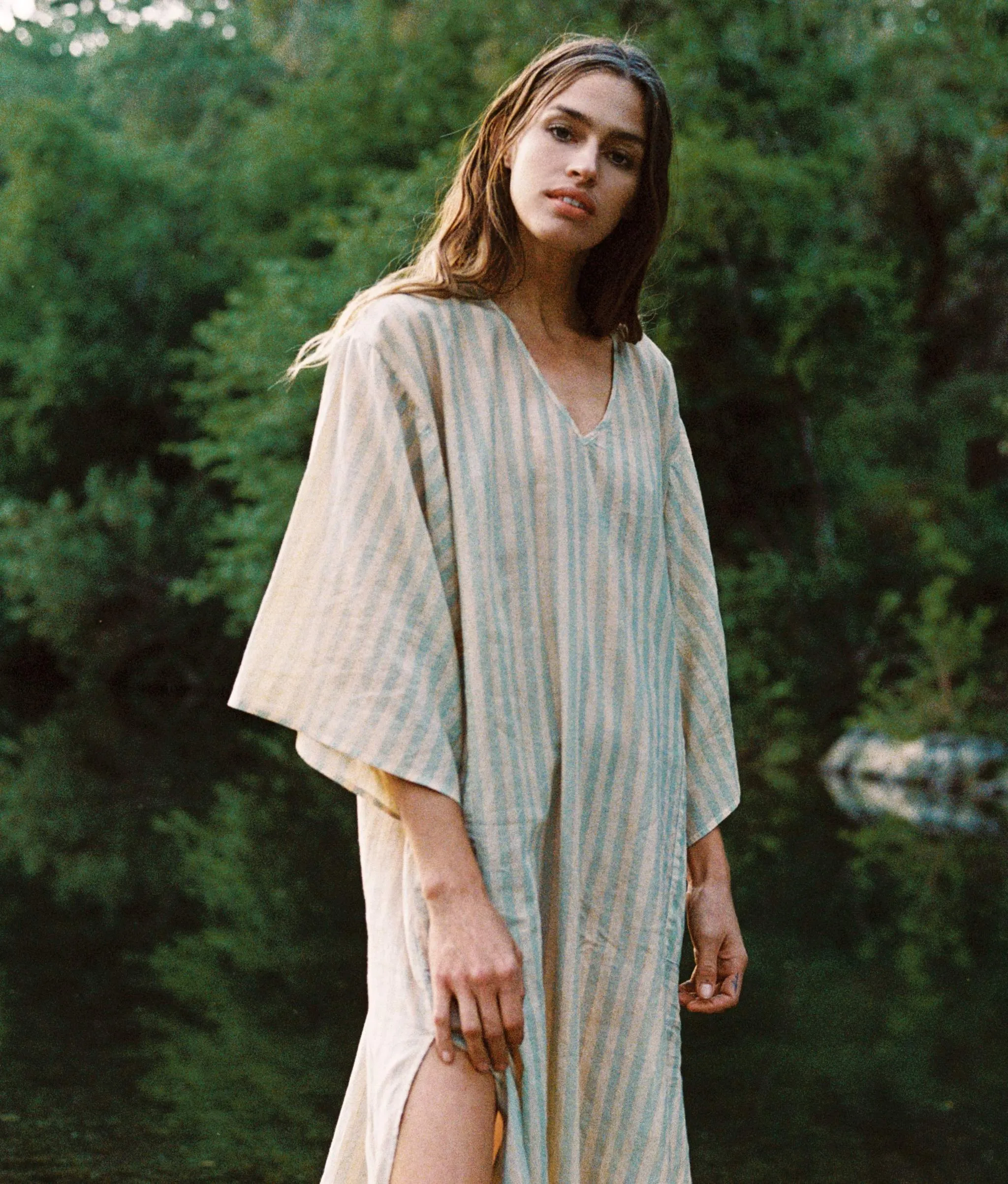 The Frida Dress | Aqua Stripe