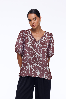 Vallis Top - Exclusive Chocolate/Ivory Print