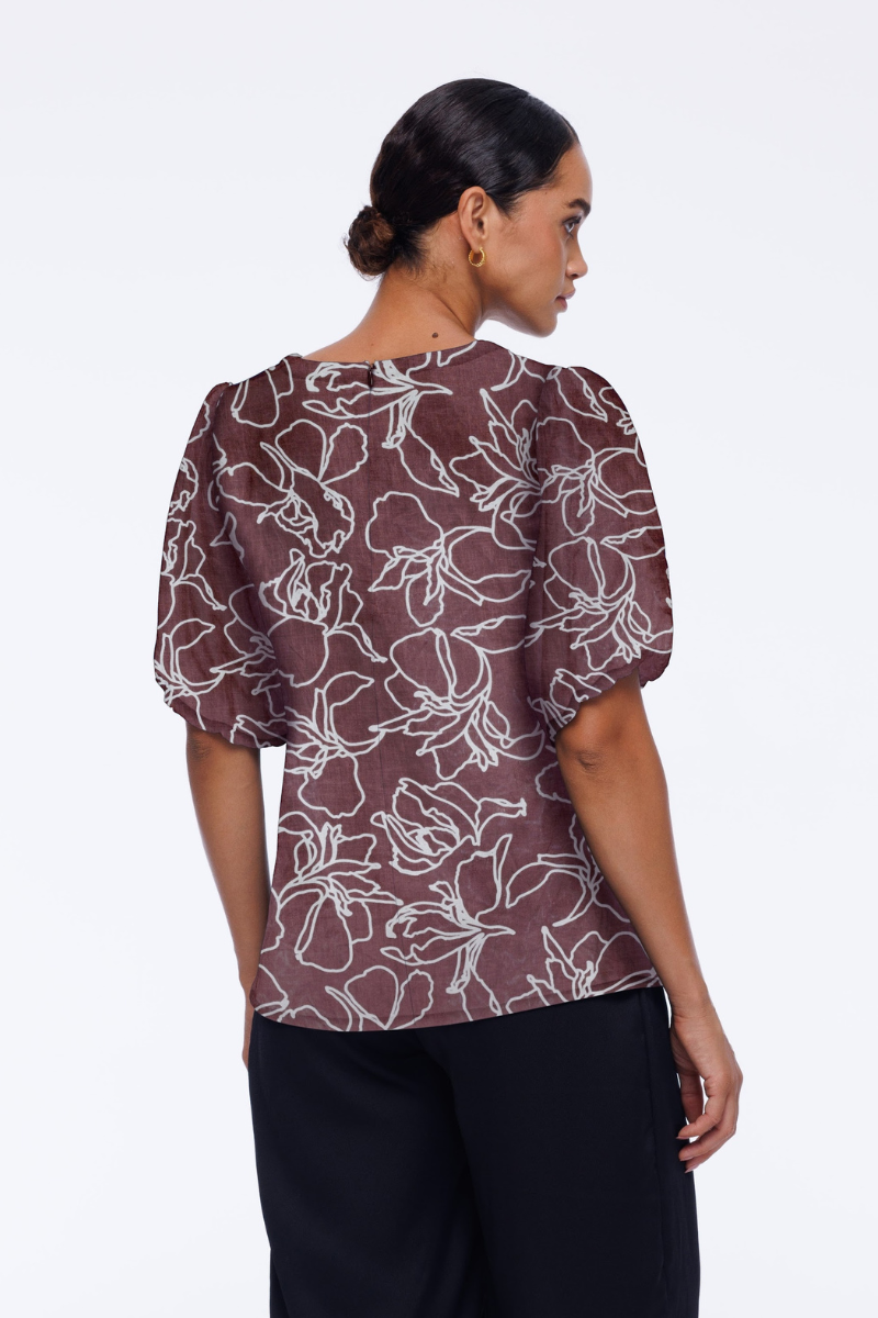 Vallis Top - Exclusive Chocolate/Ivory Print