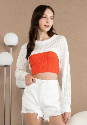 VOIR JEANS Drop Shoulder Super Crop Knit Top