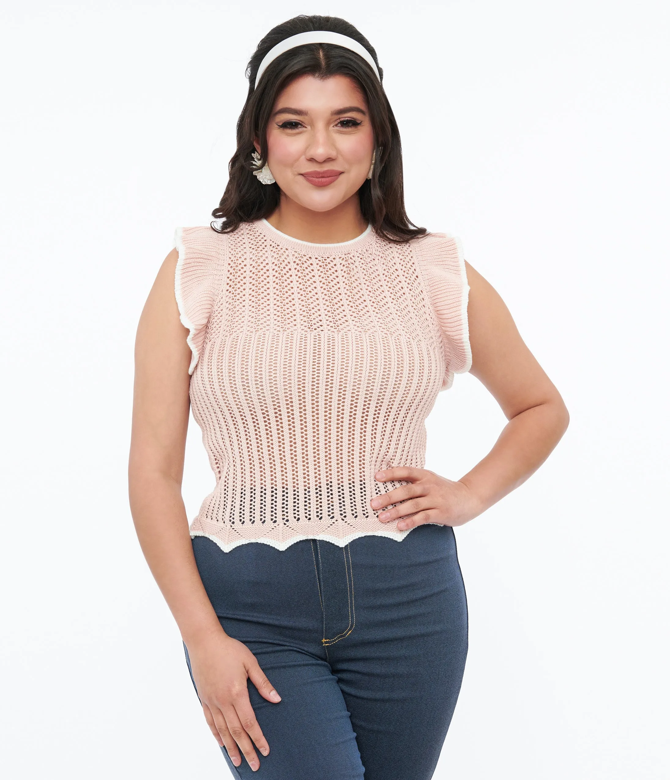 Voodoo Vixen Pink Ruffle Knit Crop Top