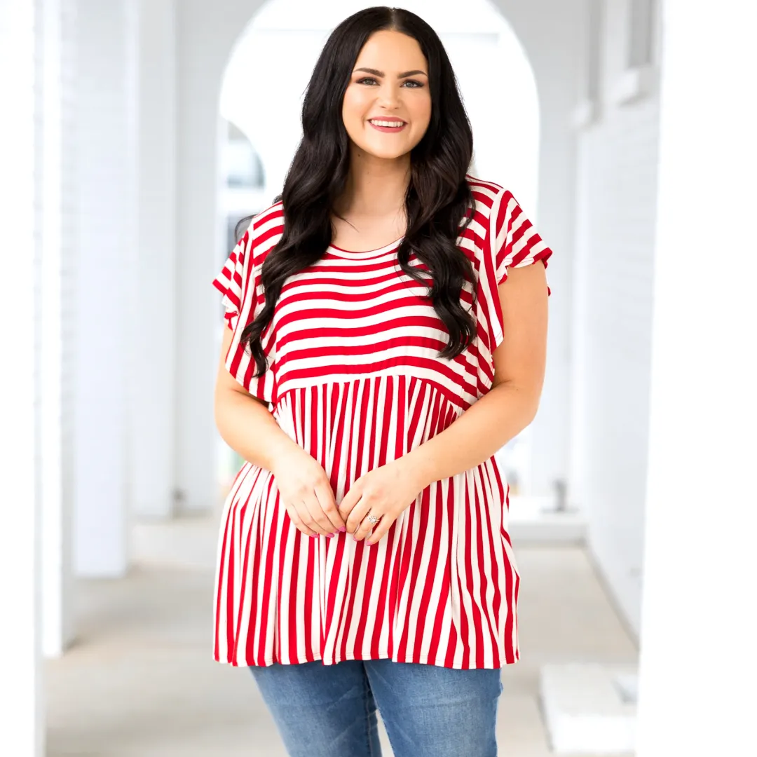 Waldo Top, Red/Ivory