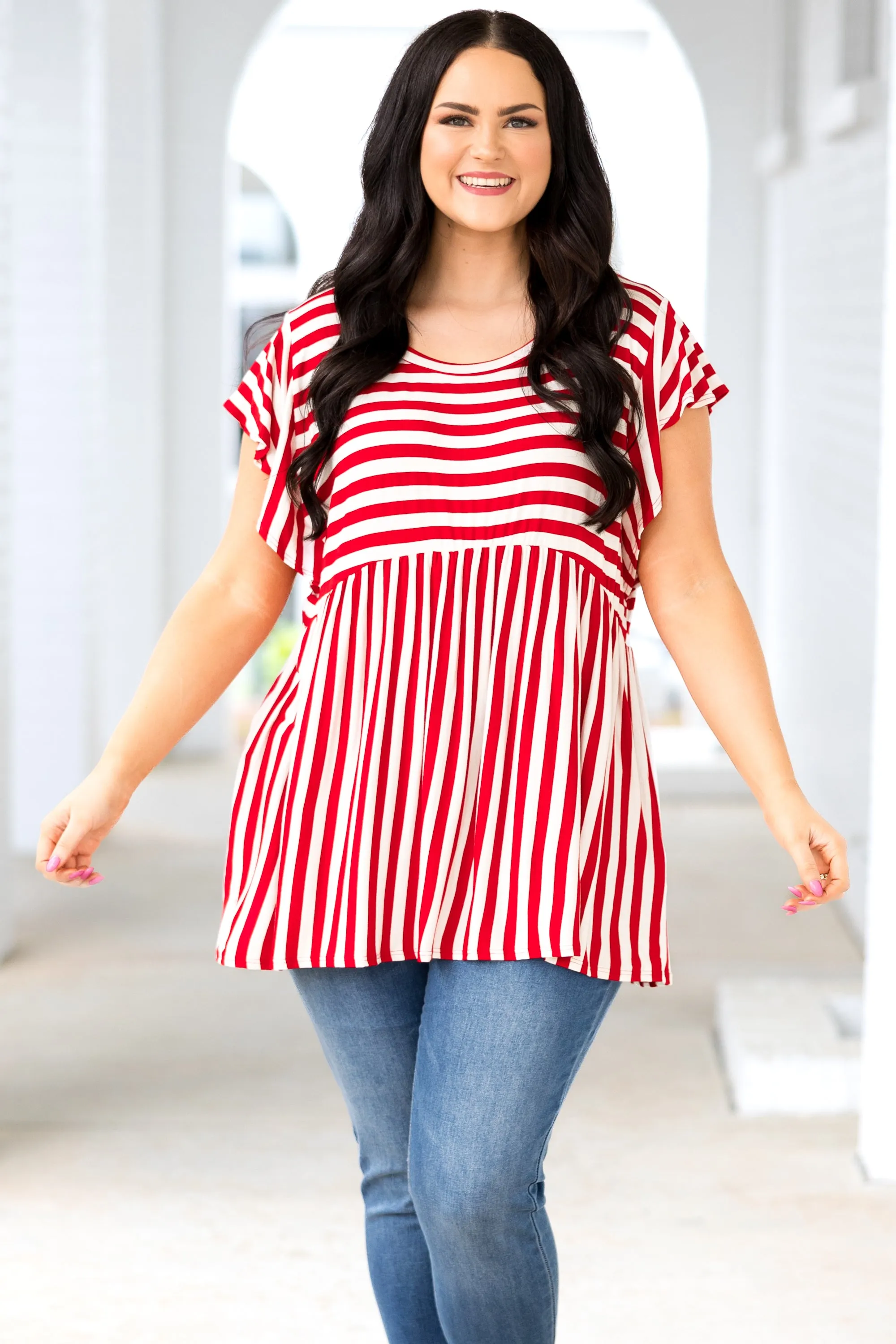 Waldo Top, Red/Ivory