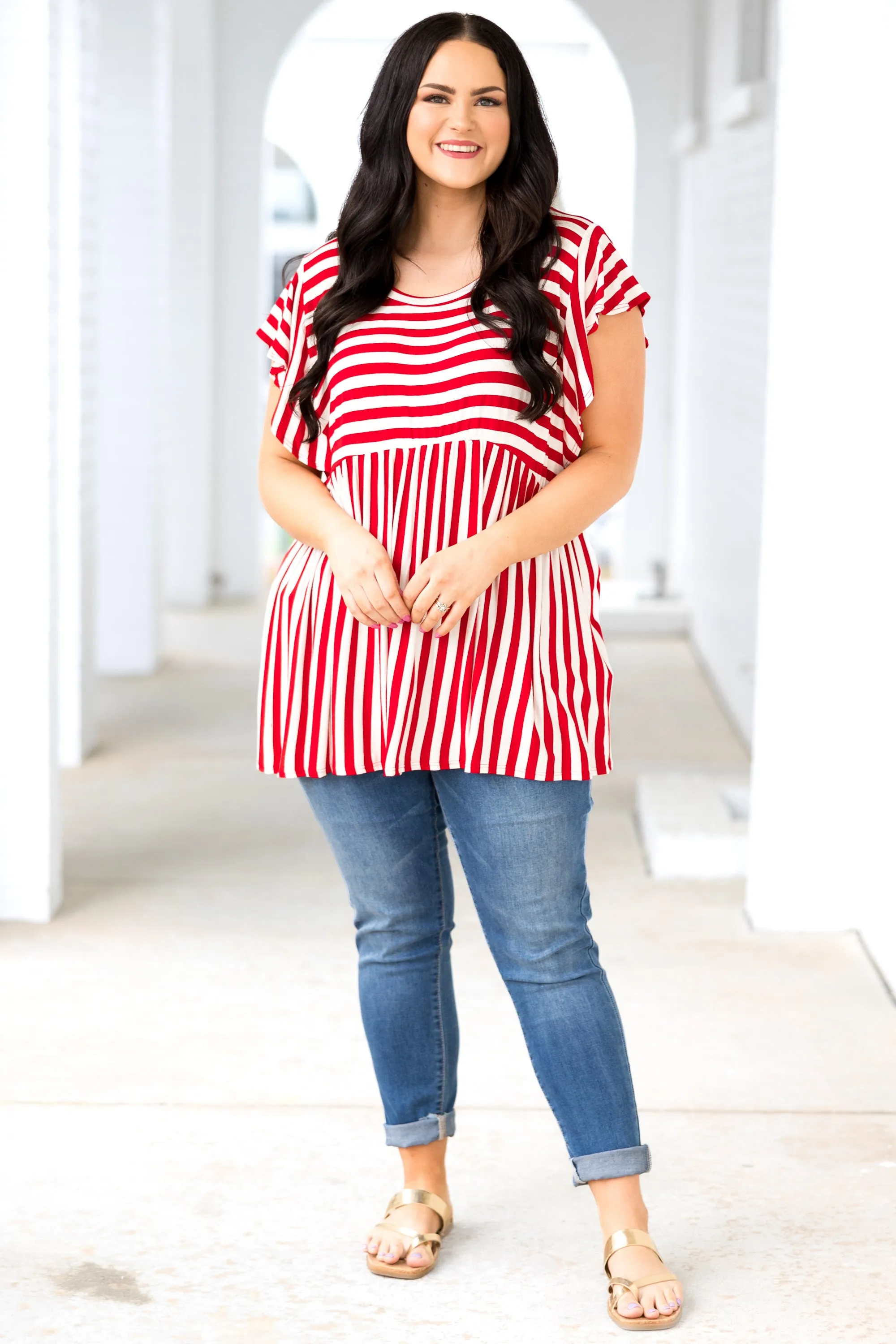 Waldo Top, Red/Ivory