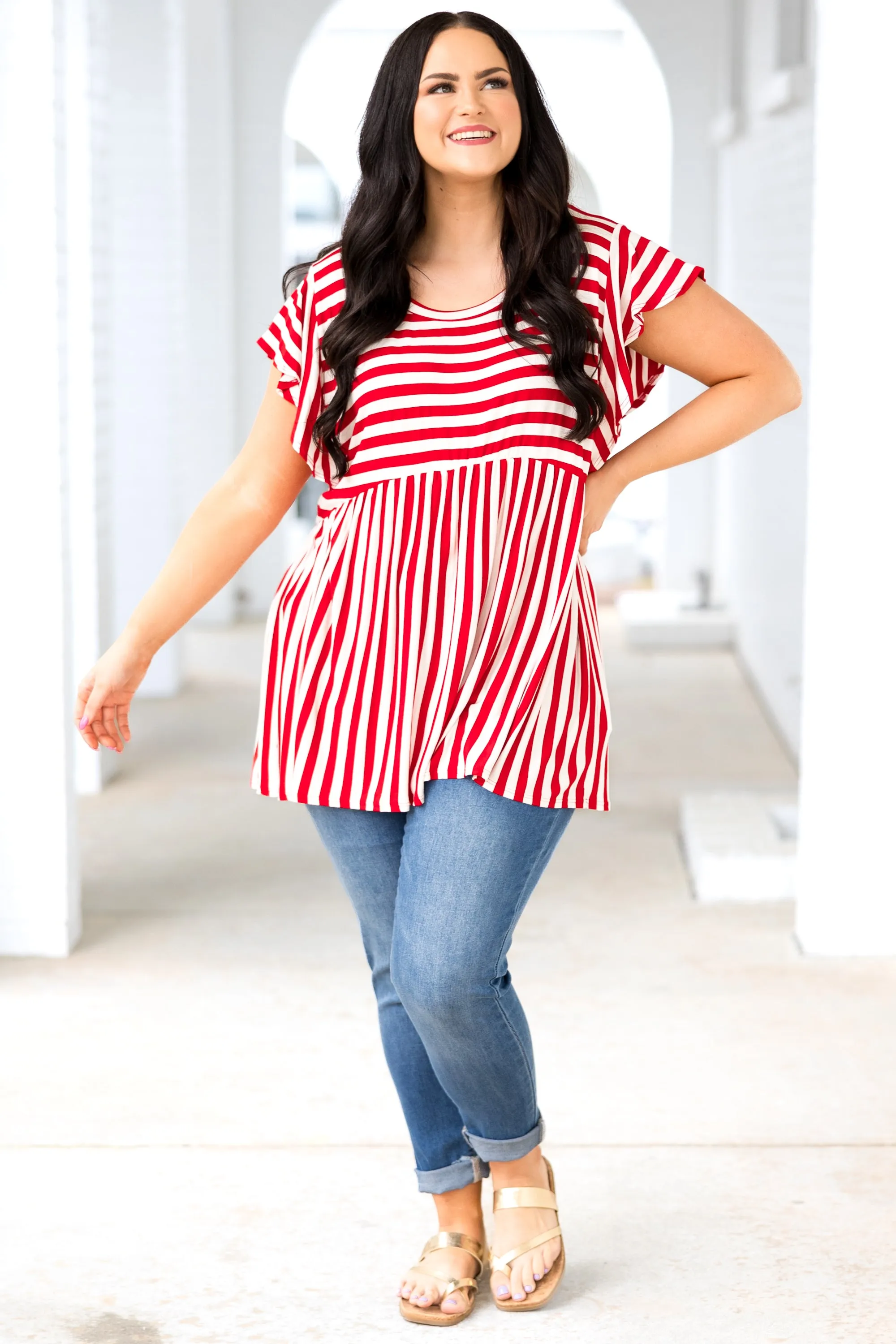 Waldo Top, Red/Ivory