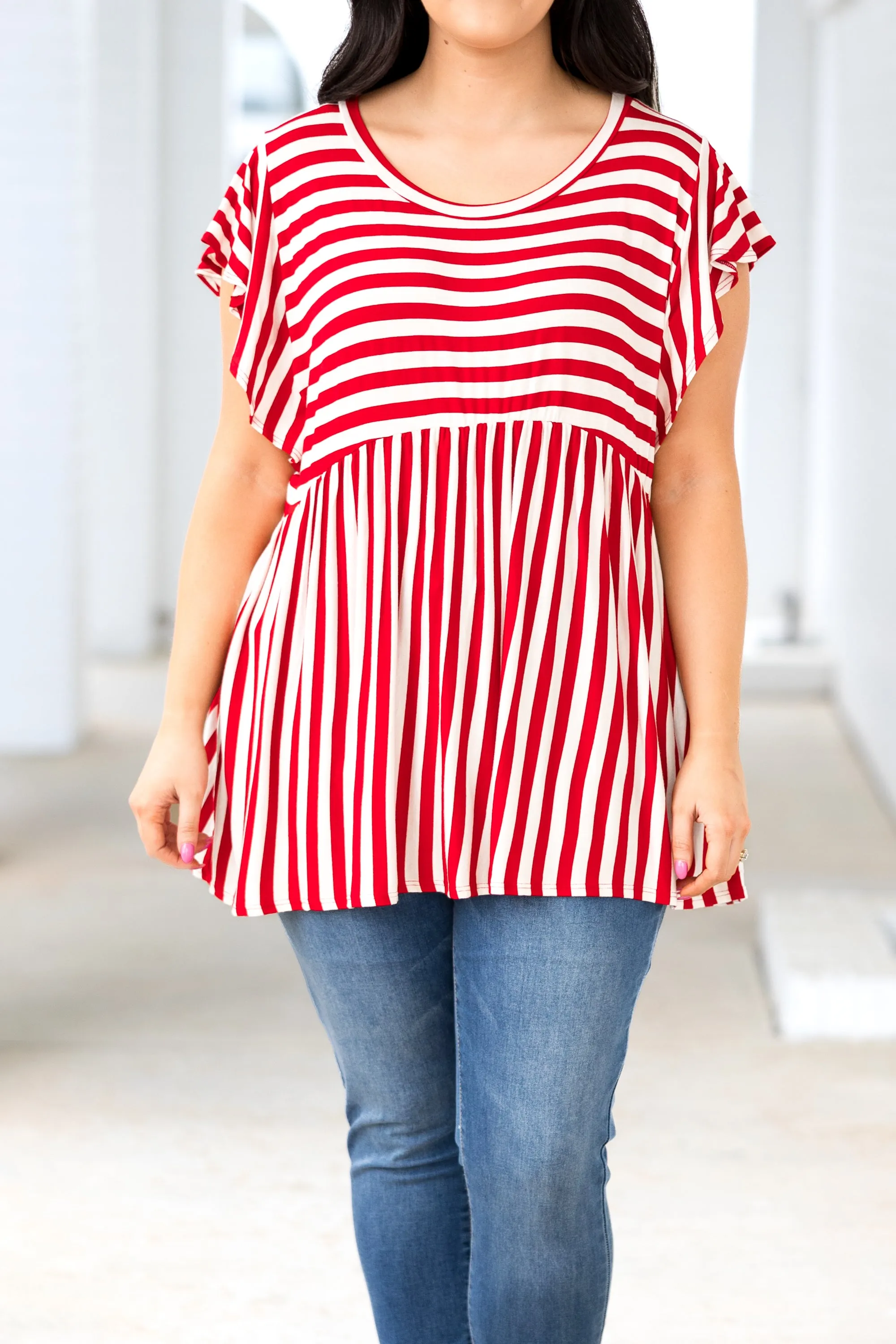 Waldo Top, Red/Ivory