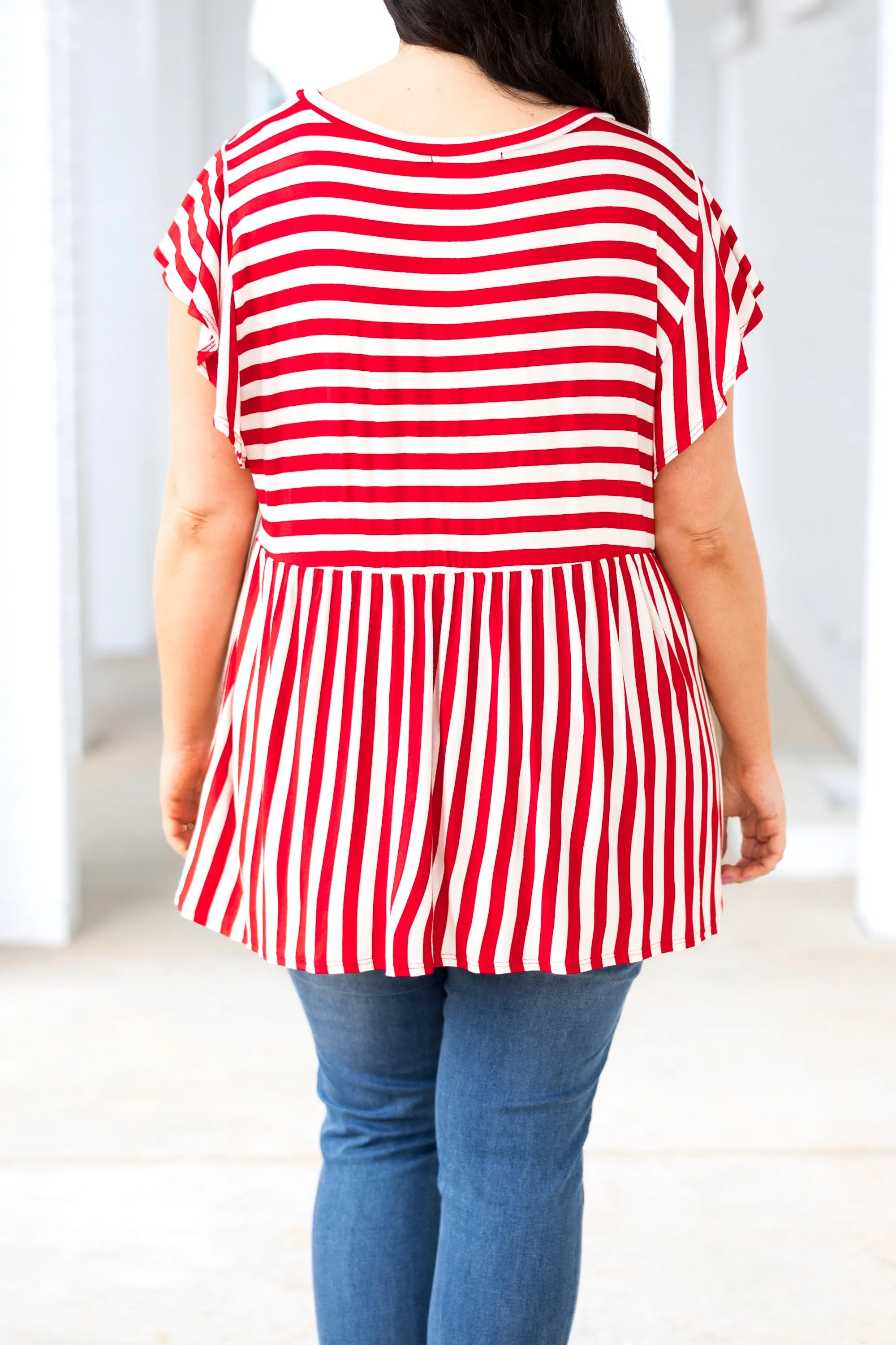 Waldo Top, Red/Ivory