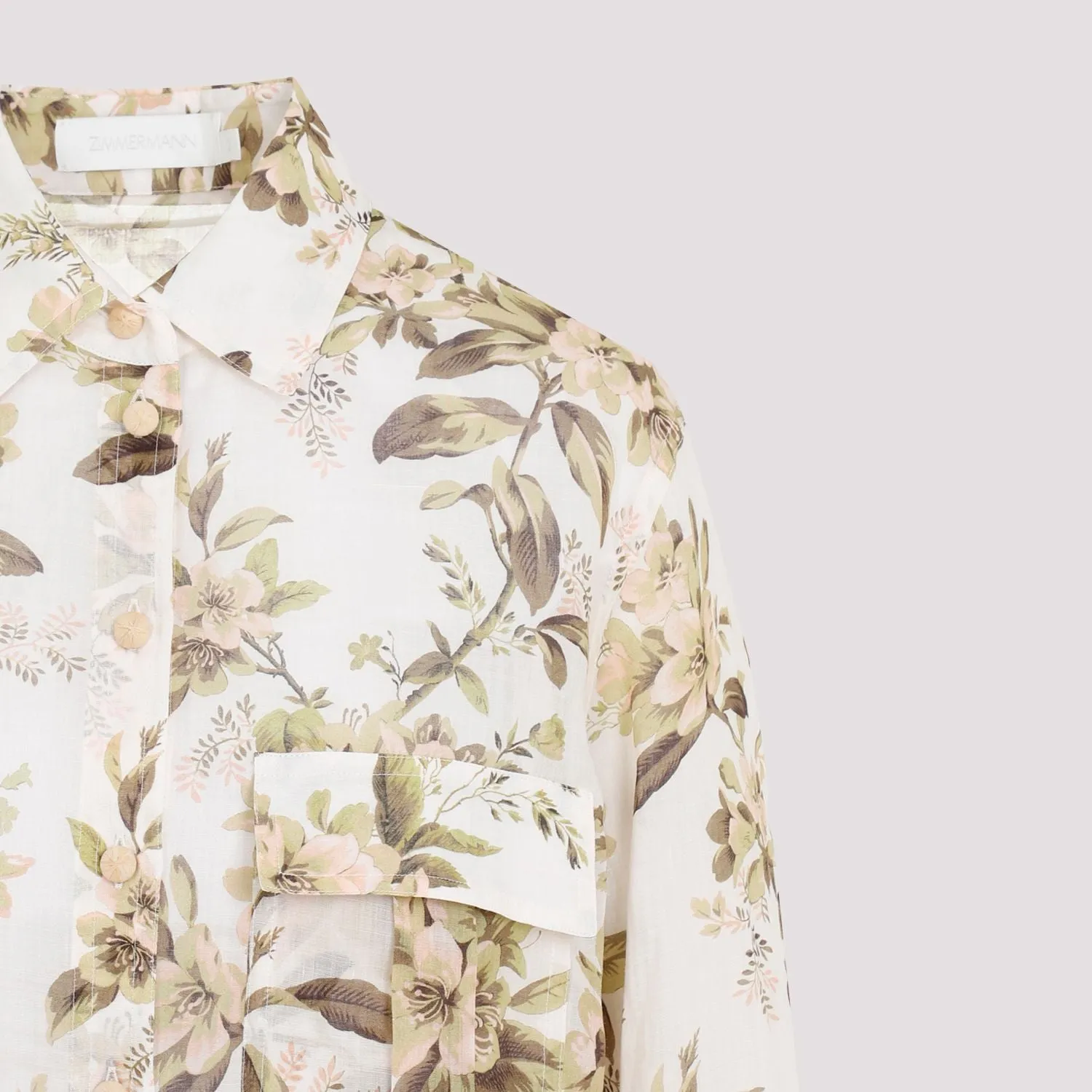 ZIMMERMANN Golden Multicolor Ramie Shirt